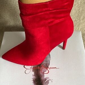 Red Suede Women's Ankle Boots